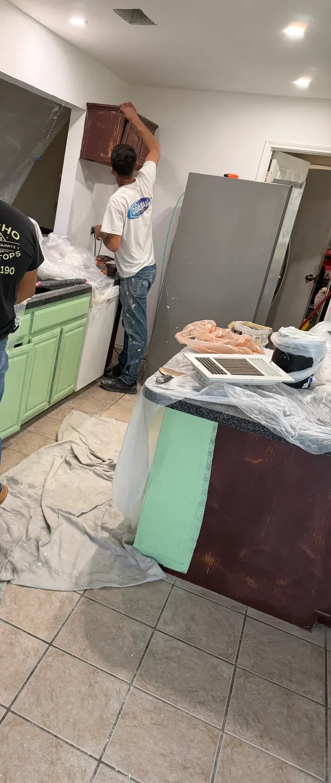 Cabinet Painting In Progress &mdash; RGS General Contracting