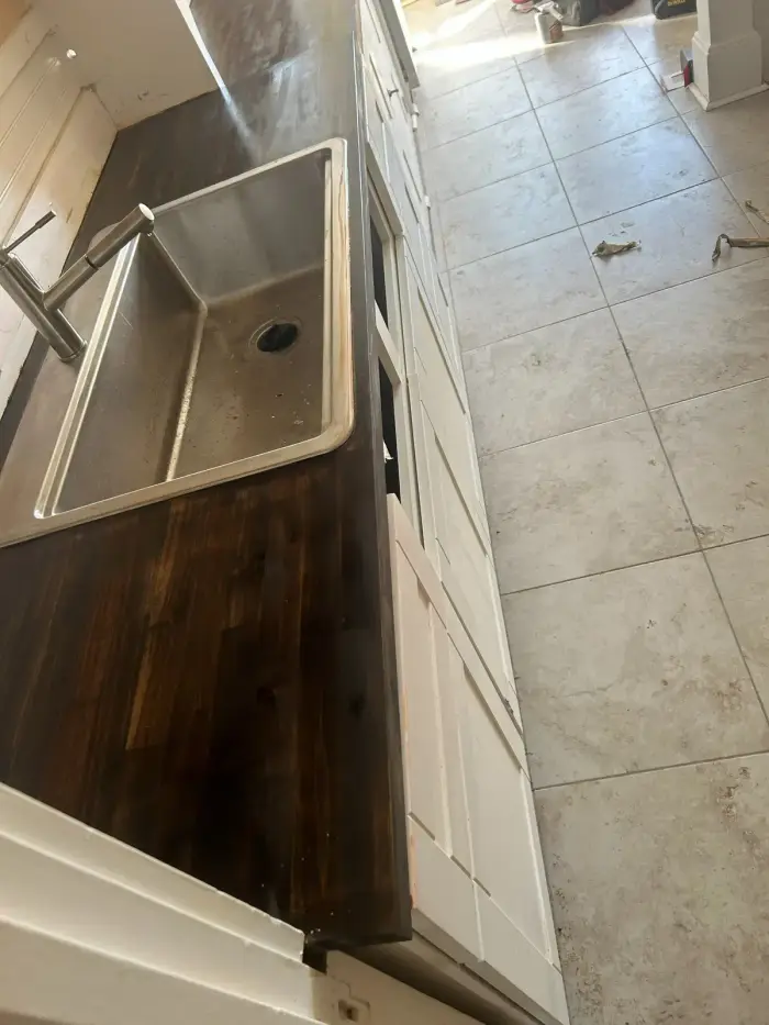 Stained Butcher-Block Counter & Sink &mdash; RGS General Contracting